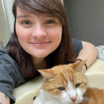 Cat sitter Lindsey with Nigel the cat